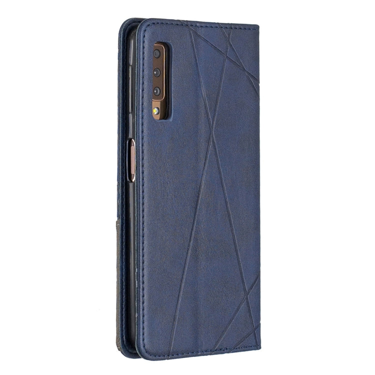 Rhombus Texture Horizontal Flip Magnetic Leather Case with Holder & Card Slots For Galaxy A7 (2018)