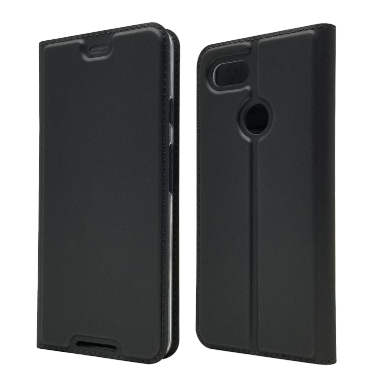 Electric Pressed Plain Texture Ultra-thin Magnetic Suction TPU + PU Leather Case with Holder & Card Slot for Google Pixel 3