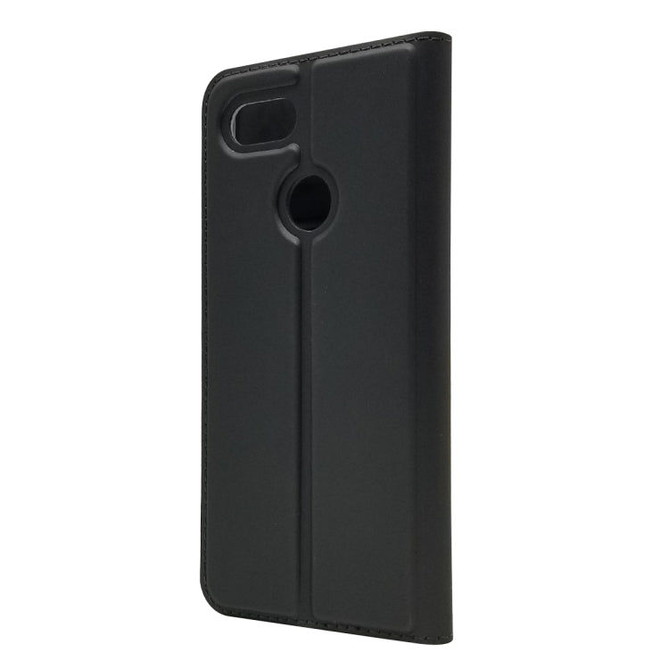 Electric Pressed Plain Texture Ultra-thin Magnetic Suction TPU + PU Leather Case with Holder & Card Slot for Google Pixel 3