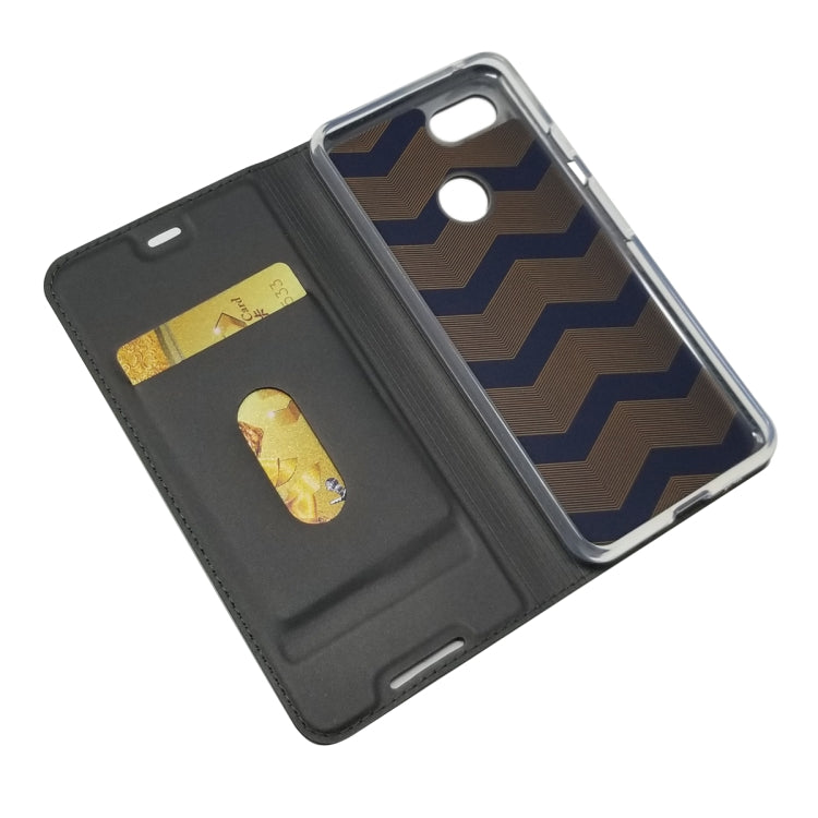 Electric Pressed Plain Texture Ultra-thin Magnetic Suction TPU + PU Leather Case with Holder & Card Slot for Google Pixel 3