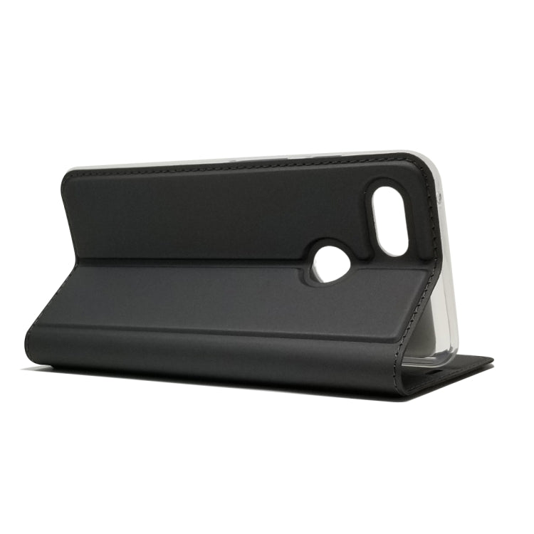 Electric Pressed Plain Texture Ultra-thin Magnetic Suction TPU + PU Leather Case with Holder & Card Slot for Google Pixel 3