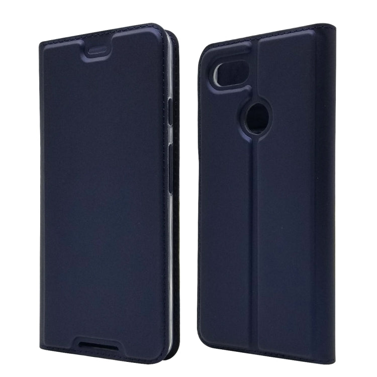 Electric Pressed Plain Texture Ultra-thin Magnetic Suction TPU + PU Leather Case with Holder & Card Slot for Google Pixel 3