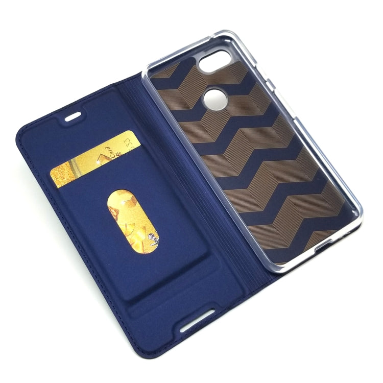 Electric Pressed Plain Texture Ultra-thin Magnetic Suction TPU + PU Leather Case with Holder & Card Slot for Google Pixel 3