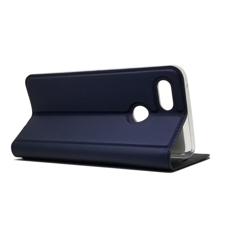 Electric Pressed Plain Texture Ultra-thin Magnetic Suction TPU + PU Leather Case with Holder & Card Slot for Google Pixel 3