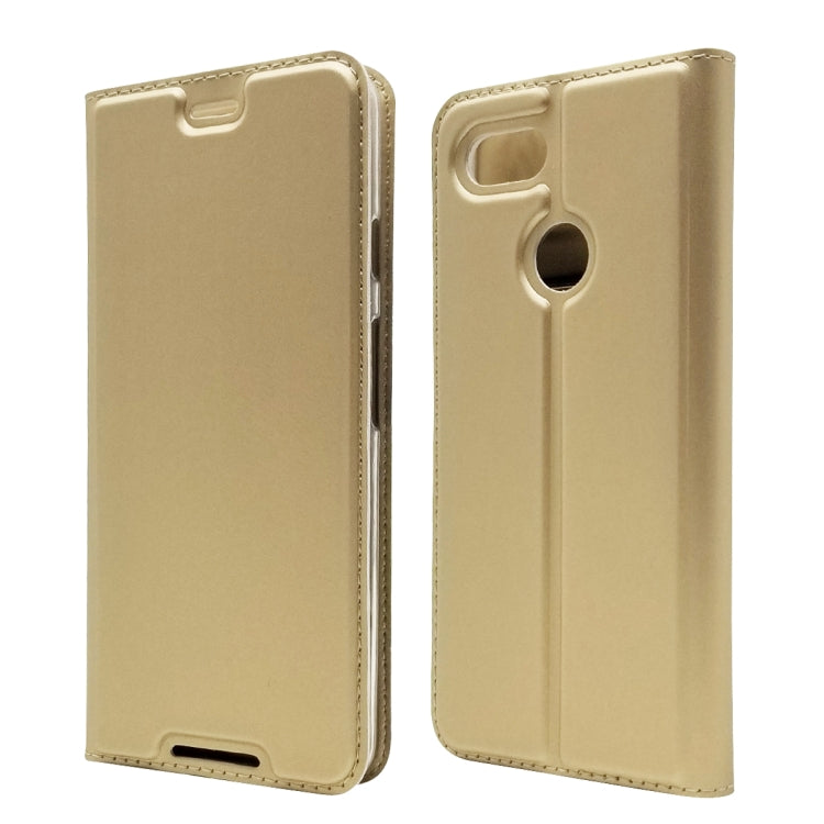 Electric Pressed Plain Texture Ultra-thin Magnetic Suction TPU + PU Leather Case with Holder & Card Slot for Google Pixel 3