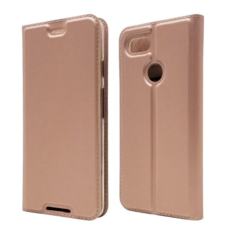 Electric Pressed Plain Texture Ultra-thin Magnetic Suction TPU + PU Leather Case with Holder & Card Slot for Google Pixel 3