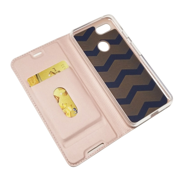 Electric Pressed Plain Texture Ultra-thin Magnetic Suction TPU + PU Leather Case with Holder & Card Slot for Google Pixel 3