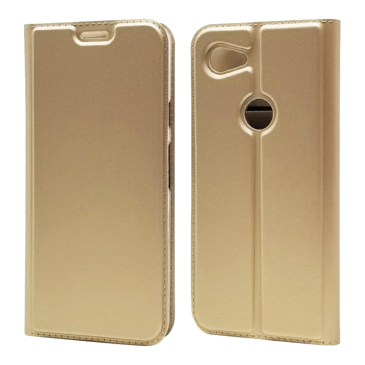 Electric Pressed Plain Texture Ultra-thin Magnetic Suction TPU + PU Leather Case with Holder & Card Slot For Google Pixel 3A XL