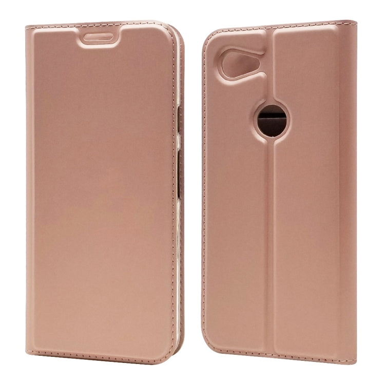 Electric Pressed Plain Texture Ultra-thin Magnetic Suction TPU + PU Leather Case with Holder & Card Slot For Google Pixel 3A XL
