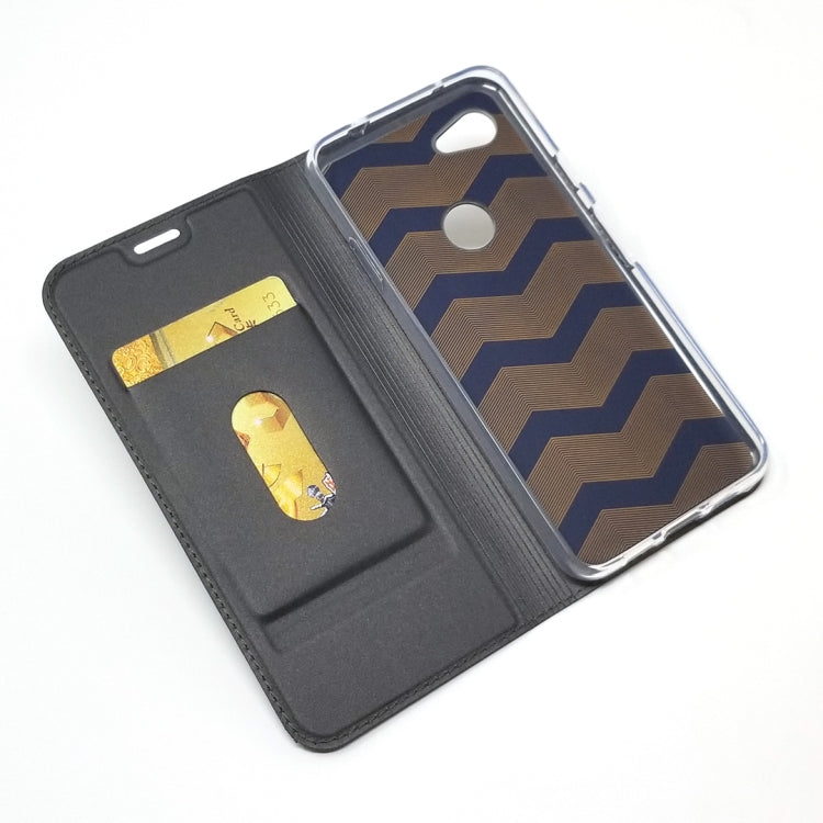 Electric Pressed Plain Texture Ultra-thin Magnetic Suction TPU + PU Leather Case with Holder & Card Slot For Google Pixel 3A