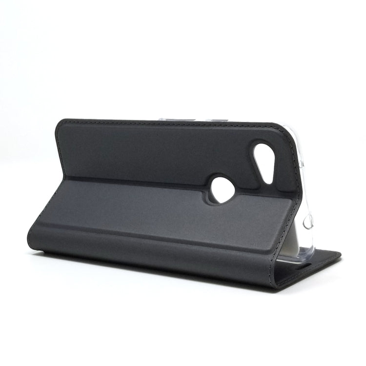 Electric Pressed Plain Texture Ultra-thin Magnetic Suction TPU + PU Leather Case with Holder & Card Slot For Google Pixel 3A