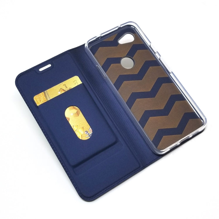 Electric Pressed Plain Texture Ultra-thin Magnetic Suction TPU + PU Leather Case with Holder & Card Slot For Google Pixel 3A