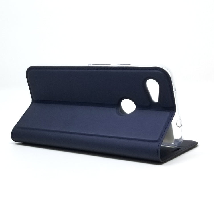 Electric Pressed Plain Texture Ultra-thin Magnetic Suction TPU + PU Leather Case with Holder & Card Slot For Google Pixel 3A