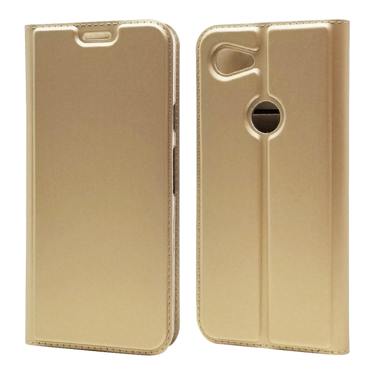 Electric Pressed Plain Texture Ultra-thin Magnetic Suction TPU + PU Leather Case with Holder & Card Slot For Google Pixel 3A