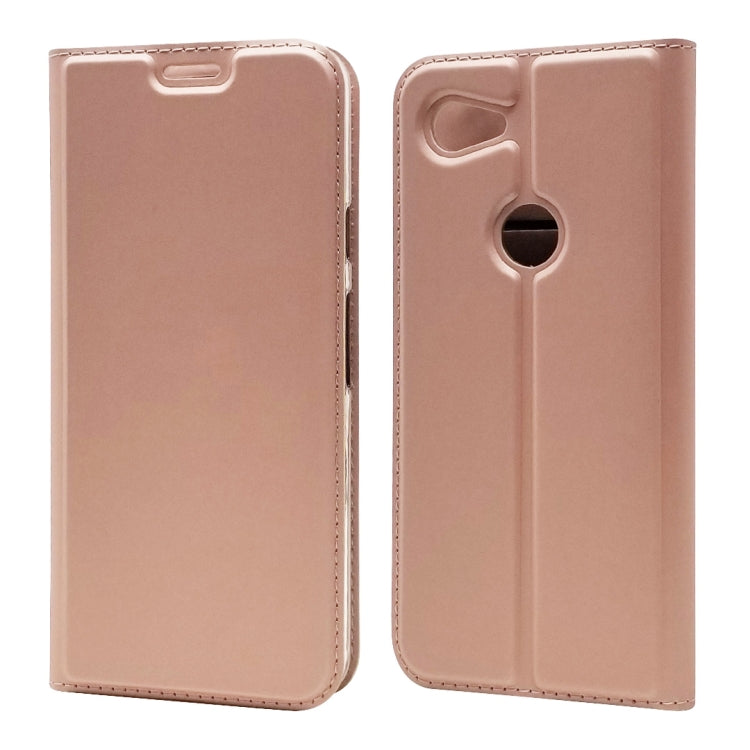 Electric Pressed Plain Texture Ultra-thin Magnetic Suction TPU + PU Leather Case with Holder & Card Slot For Google Pixel 3A