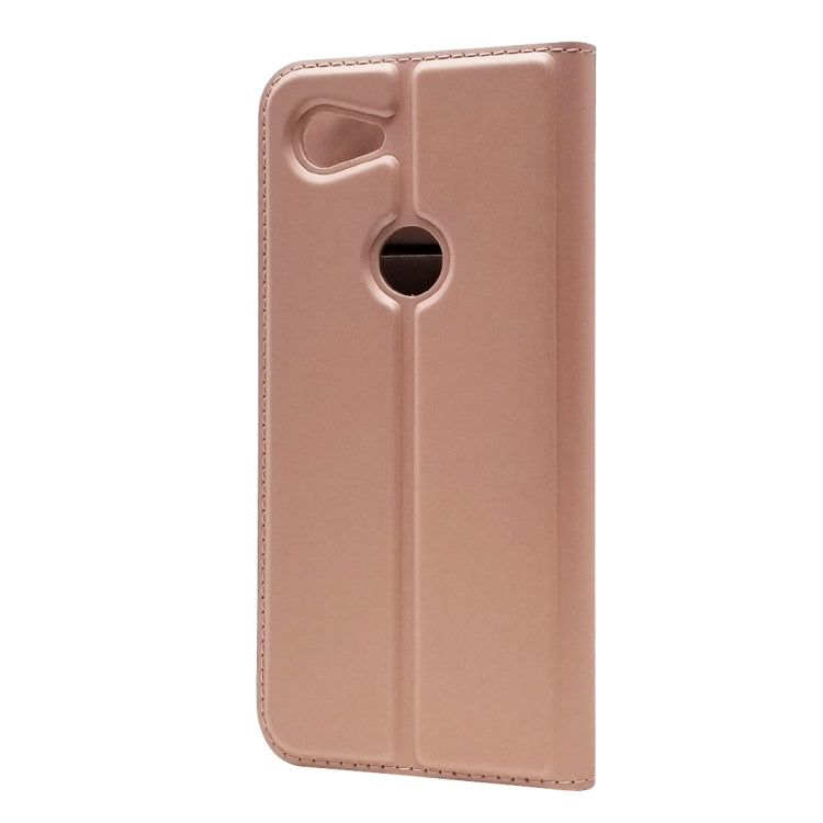 Electric Pressed Plain Texture Ultra-thin Magnetic Suction TPU + PU Leather Case with Holder & Card Slot For Google Pixel 3A