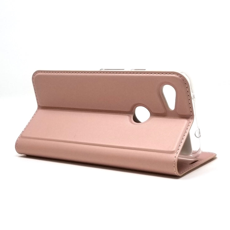 Electric Pressed Plain Texture Ultra-thin Magnetic Suction TPU + PU Leather Case with Holder & Card Slot For Google Pixel 3A