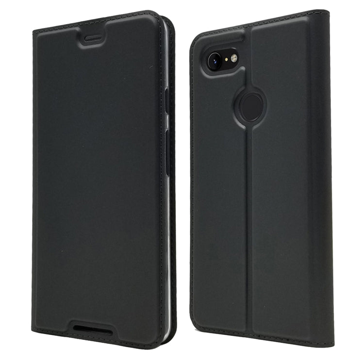 Electric Pressed Plain Texture Ultra-thin Magnetic Suction TPU + PU Leather Case with Holder & Card Slot For Google Pixel 3 XL