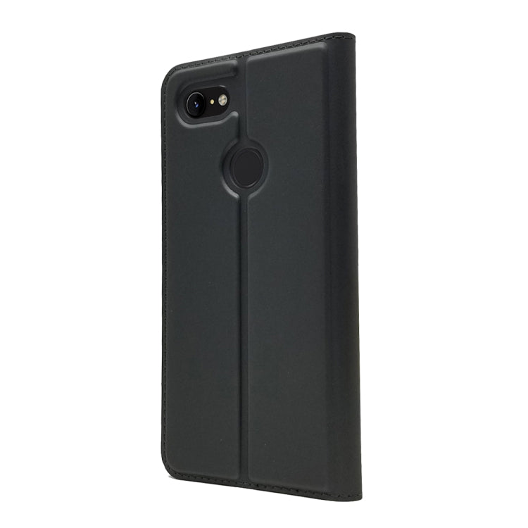 Electric Pressed Plain Texture Ultra-thin Magnetic Suction TPU + PU Leather Case with Holder & Card Slot For Google Pixel 3 XL