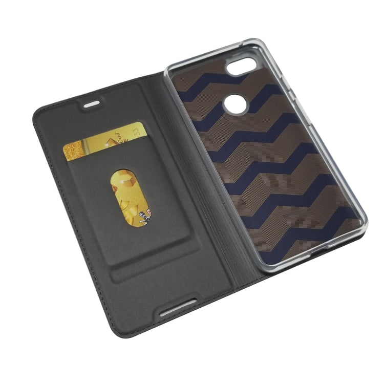 Electric Pressed Plain Texture Ultra-thin Magnetic Suction TPU + PU Leather Case with Holder & Card Slot For Google Pixel 3 XL