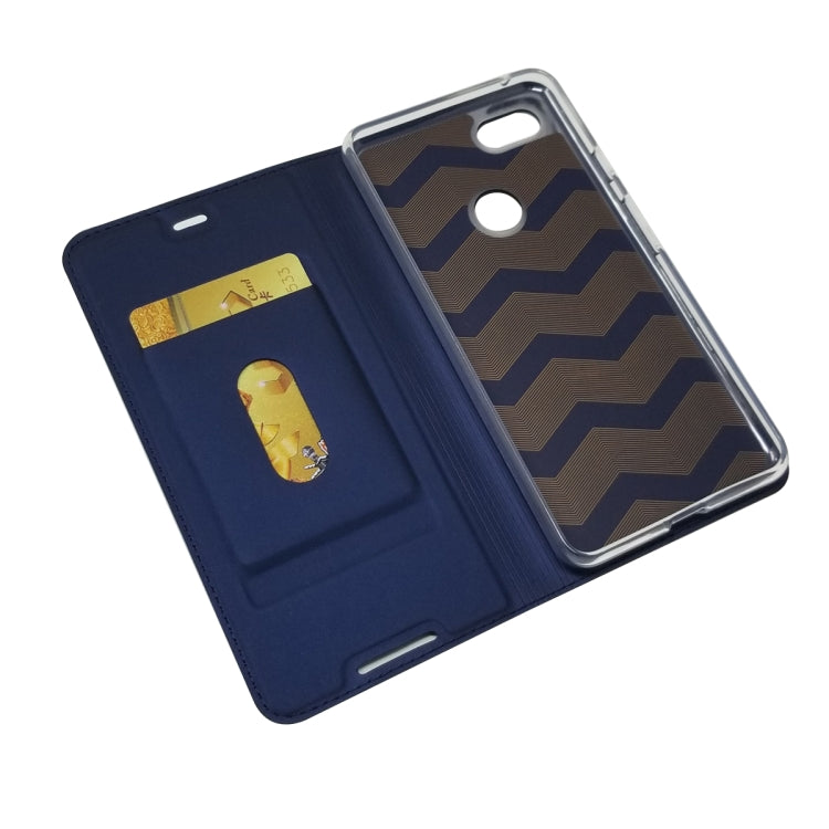 Electric Pressed Plain Texture Ultra-thin Magnetic Suction TPU + PU Leather Case with Holder & Card Slot For Google Pixel 3 XL