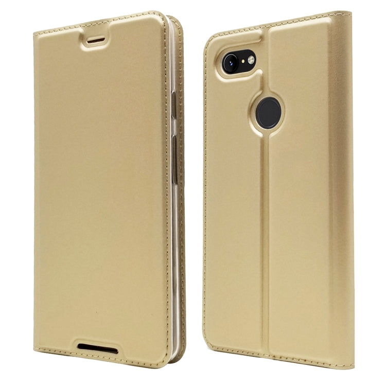 Electric Pressed Plain Texture Ultra-thin Magnetic Suction TPU + PU Leather Case with Holder & Card Slot For Google Pixel 3 XL