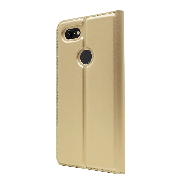 Electric Pressed Plain Texture Ultra-thin Magnetic Suction TPU + PU Leather Case with Holder & Card Slot For Google Pixel 3 XL