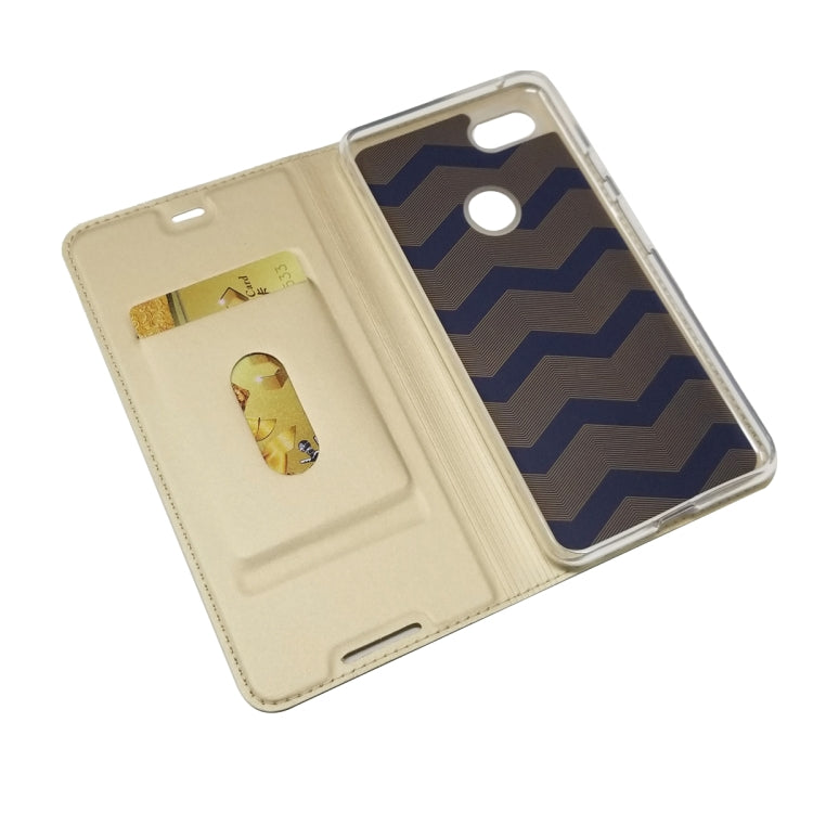Electric Pressed Plain Texture Ultra-thin Magnetic Suction TPU + PU Leather Case with Holder & Card Slot For Google Pixel 3 XL