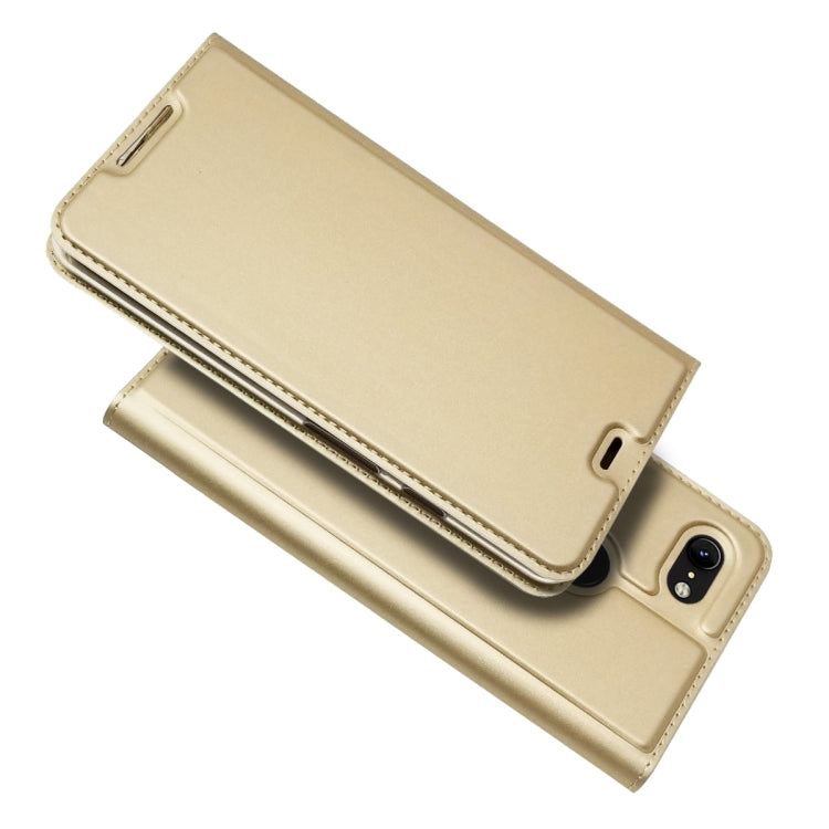 Electric Pressed Plain Texture Ultra-thin Magnetic Suction TPU + PU Leather Case with Holder & Card Slot For Google Pixel 3 XL