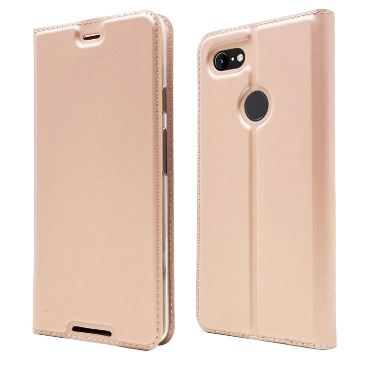 Electric Pressed Plain Texture Ultra-thin Magnetic Suction TPU + PU Leather Case with Holder & Card Slot For Google Pixel 3 XL
