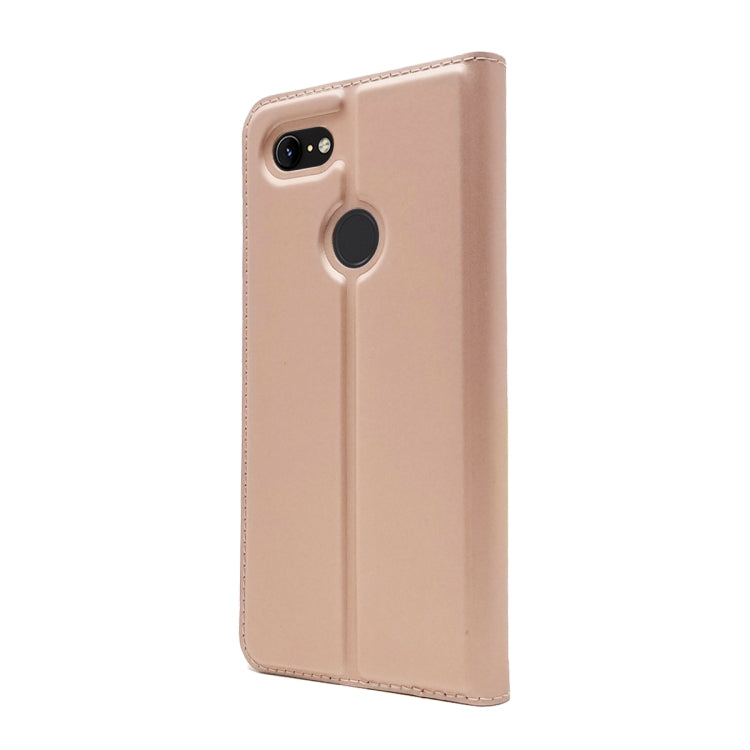 Electric Pressed Plain Texture Ultra-thin Magnetic Suction TPU + PU Leather Case with Holder & Card Slot For Google Pixel 3 XL