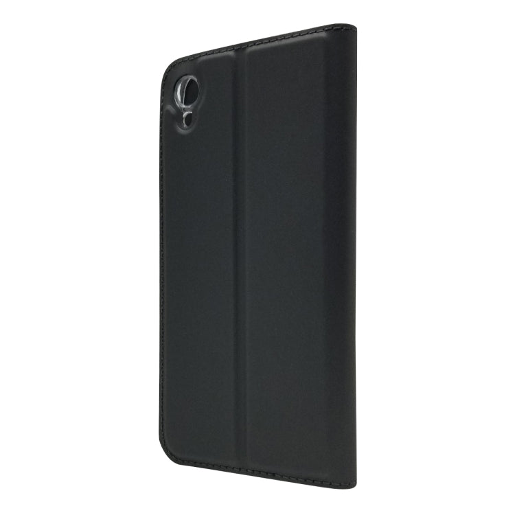 Electric Pressed Plain Texture Ultra-thin Magnetic Suction TPU + PU Leather Case with Holder & Card Slot For ASUS ZenFone Live (L1) ZA550KL