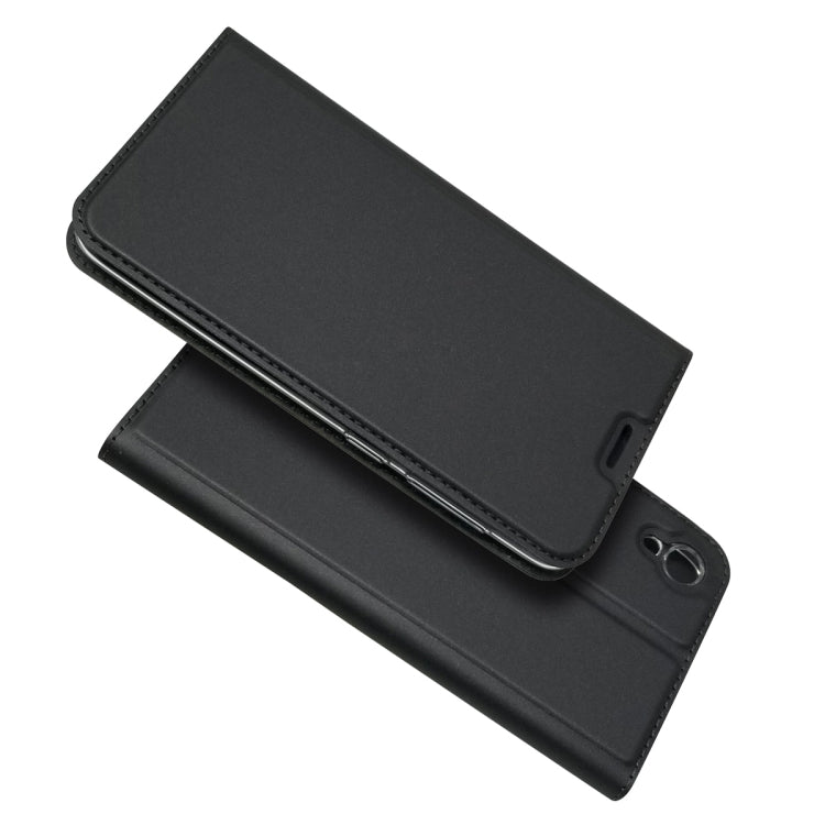Electric Pressed Plain Texture Ultra-thin Magnetic Suction TPU + PU Leather Case with Holder & Card Slot For ASUS ZenFone Live (L1) ZA550KL