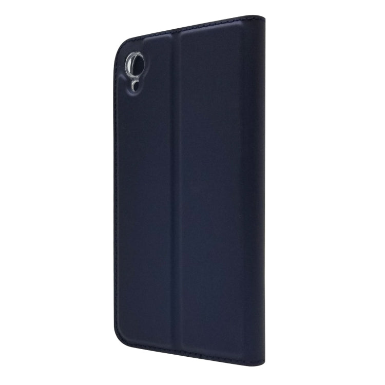 Electric Pressed Plain Texture Ultra-thin Magnetic Suction TPU + PU Leather Case with Holder & Card Slot For ASUS ZenFone Live (L1) ZA550KL