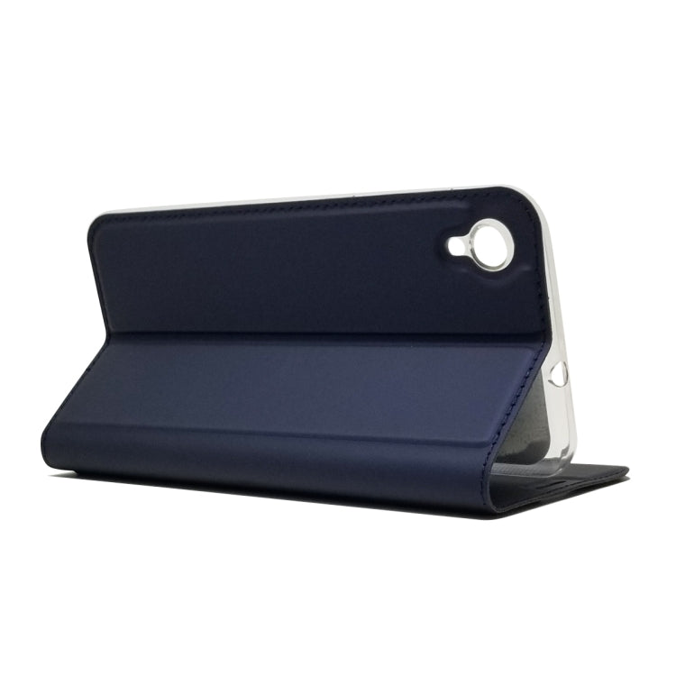 Electric Pressed Plain Texture Ultra-thin Magnetic Suction TPU + PU Leather Case with Holder & Card Slot For ASUS ZenFone Live (L1) ZA550KL