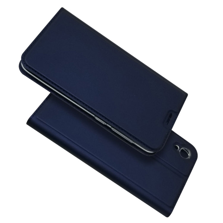 Electric Pressed Plain Texture Ultra-thin Magnetic Suction TPU + PU Leather Case with Holder & Card Slot For ASUS ZenFone Live (L1) ZA550KL