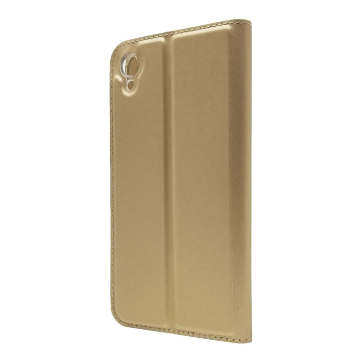 Electric Pressed Plain Texture Ultra-thin Magnetic Suction TPU + PU Leather Case with Holder & Card Slot For ASUS ZenFone Live (L1) ZA550KL