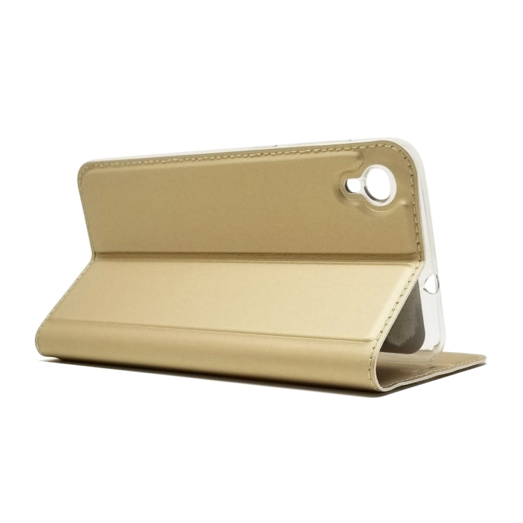 Electric Pressed Plain Texture Ultra-thin Magnetic Suction TPU + PU Leather Case with Holder & Card Slot For ASUS ZenFone Live (L1) ZA550KL