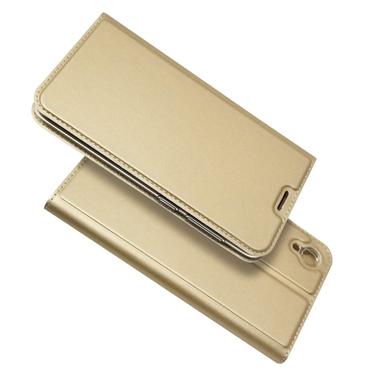 Electric Pressed Plain Texture Ultra-thin Magnetic Suction TPU + PU Leather Case with Holder & Card Slot For ASUS ZenFone Live (L1) ZA550KL