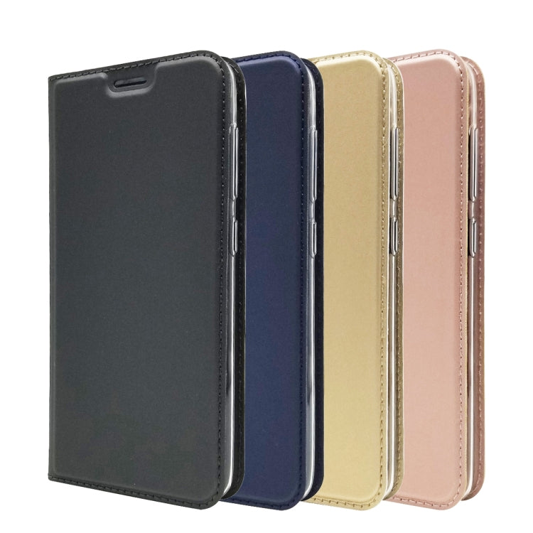 Electric Pressed Plain Texture Ultra-thin Magnetic Suction TPU + PU Leather Case with Holder & Card Slot For ASUS ZenFone Live (L1) ZA550KL