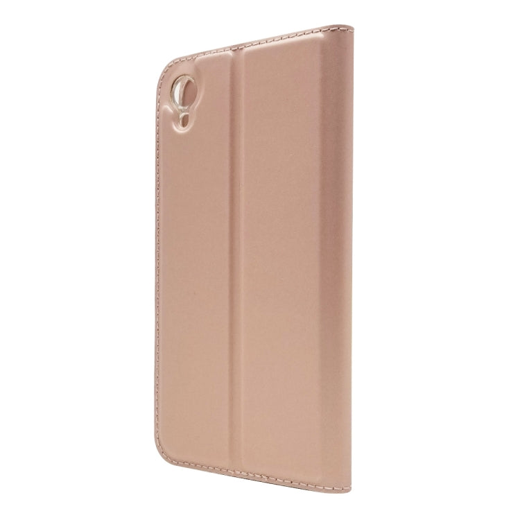 Electric Pressed Plain Texture Ultra-thin Magnetic Suction TPU + PU Leather Case with Holder & Card Slot For ASUS ZenFone Live (L1) ZA550KL