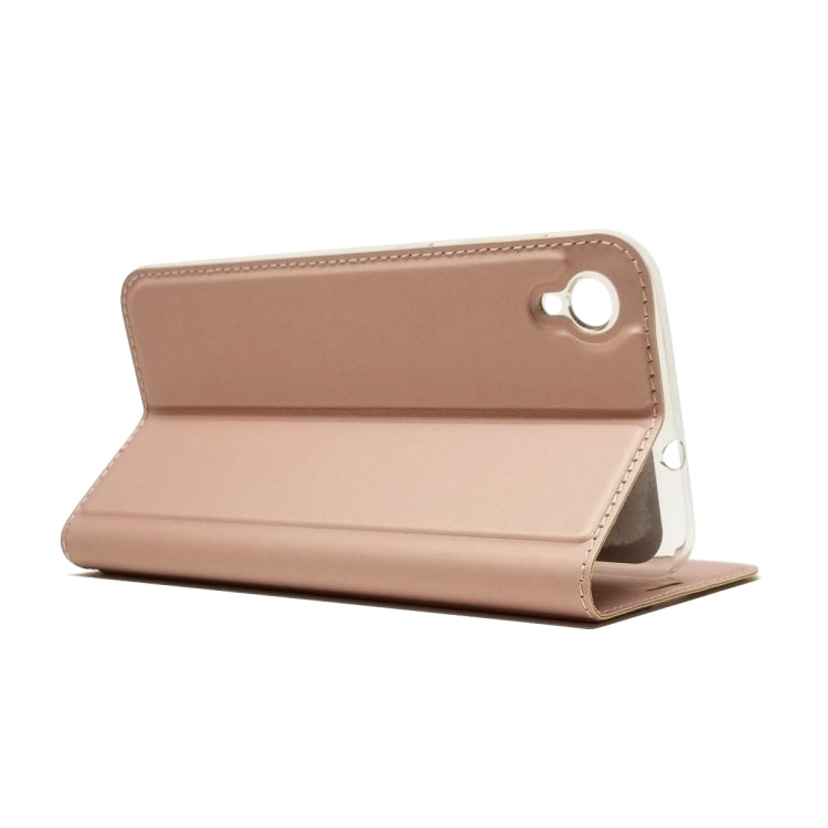 Electric Pressed Plain Texture Ultra-thin Magnetic Suction TPU + PU Leather Case with Holder & Card Slot For ASUS ZenFone Live (L1) ZA550KL