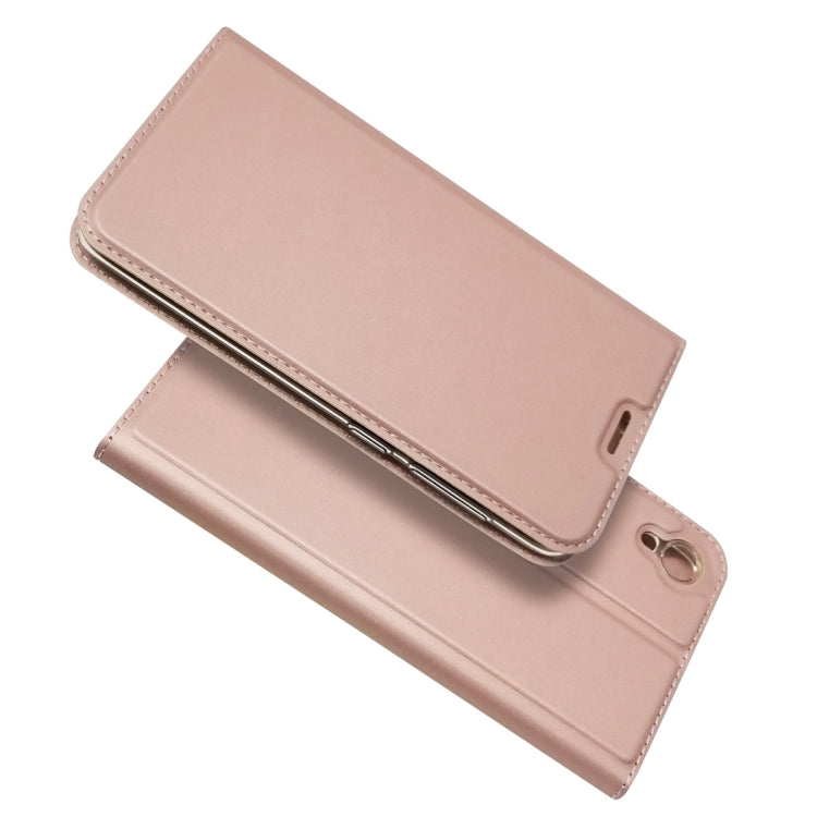 Electric Pressed Plain Texture Ultra-thin Magnetic Suction TPU + PU Leather Case with Holder & Card Slot For ASUS ZenFone Live (L1) ZA550KL