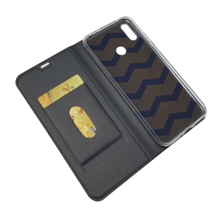 Electric Pressed Plain Texture Ultra-thin Magnetic Suction TPU + PU Leather Case with Holder & Card Slot For ASUS Zenfone Max (M2) ZB633KL