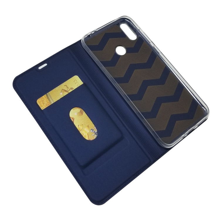 Electric Pressed Plain Texture Ultra-thin Magnetic Suction TPU + PU Leather Case with Holder & Card Slot For ASUS Zenfone Max (M2) ZB633KL