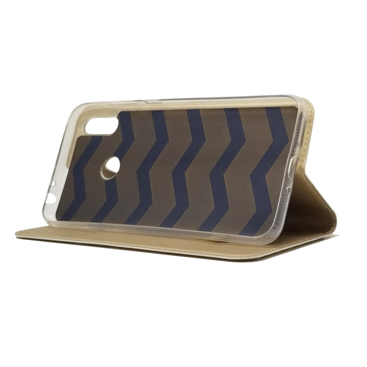 Electric Pressed Plain Texture Ultra-thin Magnetic Suction TPU + PU Leather Case with Holder & Card Slot For ASUS Zenfone Max (M2) ZB633KL