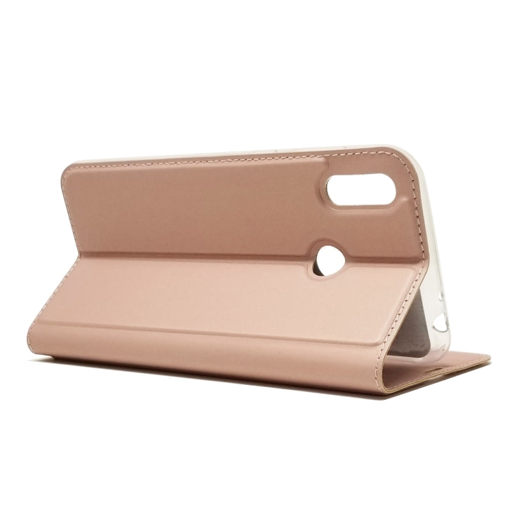 Electric Pressed Plain Texture Ultra-thin Magnetic Suction TPU + PU Leather Case with Holder & Card Slot For ASUS Zenfone Max (M2) ZB633KL