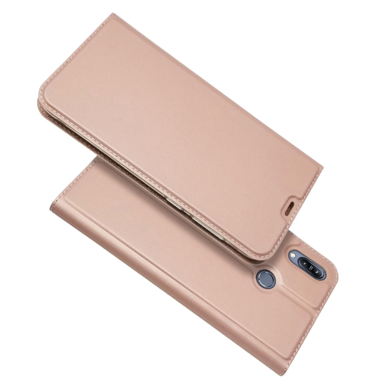 Electric Pressed Plain Texture Ultra-thin Magnetic Suction TPU + PU Leather Case with Holder & Card Slot For ASUS Zenfone Max (M2) ZB633KL