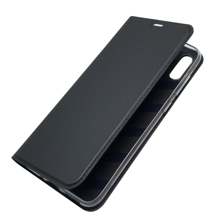 Electric Pressed Plain Texture Ultra-thin Magnetic Suction TPU + PU Leather Case with Holder & Card Slot For ASUS Zenfone Max (M2) ZB633KL
