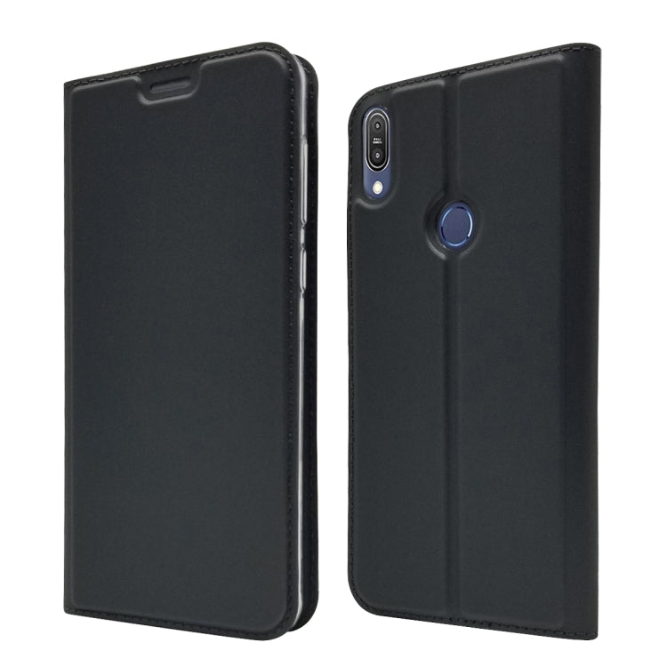Electric Pressed Plain Texture Ultra-thin Magnetic Suction TPU + PU Leather Case with Holder & Card Slot For ASUS Zenfone Max Pro (M1) ZB601KL ZB602K